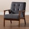 Baxton Studio Asta Mid-Century Grey Velvet Upholstered Walnut Finished Wood Armchair 160-9941 - alternate 9